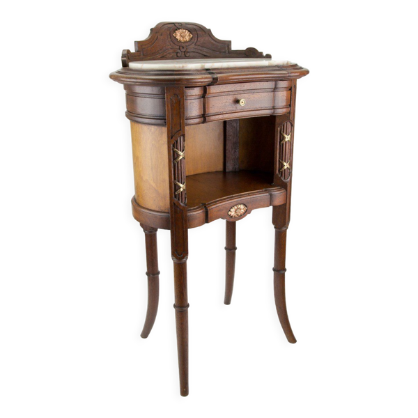 Chevet en noyer et marbre style Louis XVI