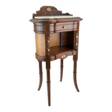 Chevet en noyer et marbre style Louis XVI