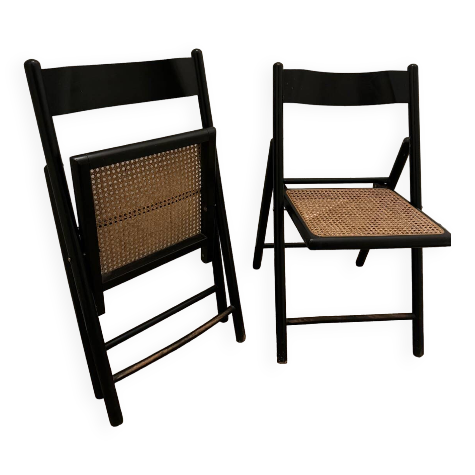 70s rattan cane folding chairs (X2)
