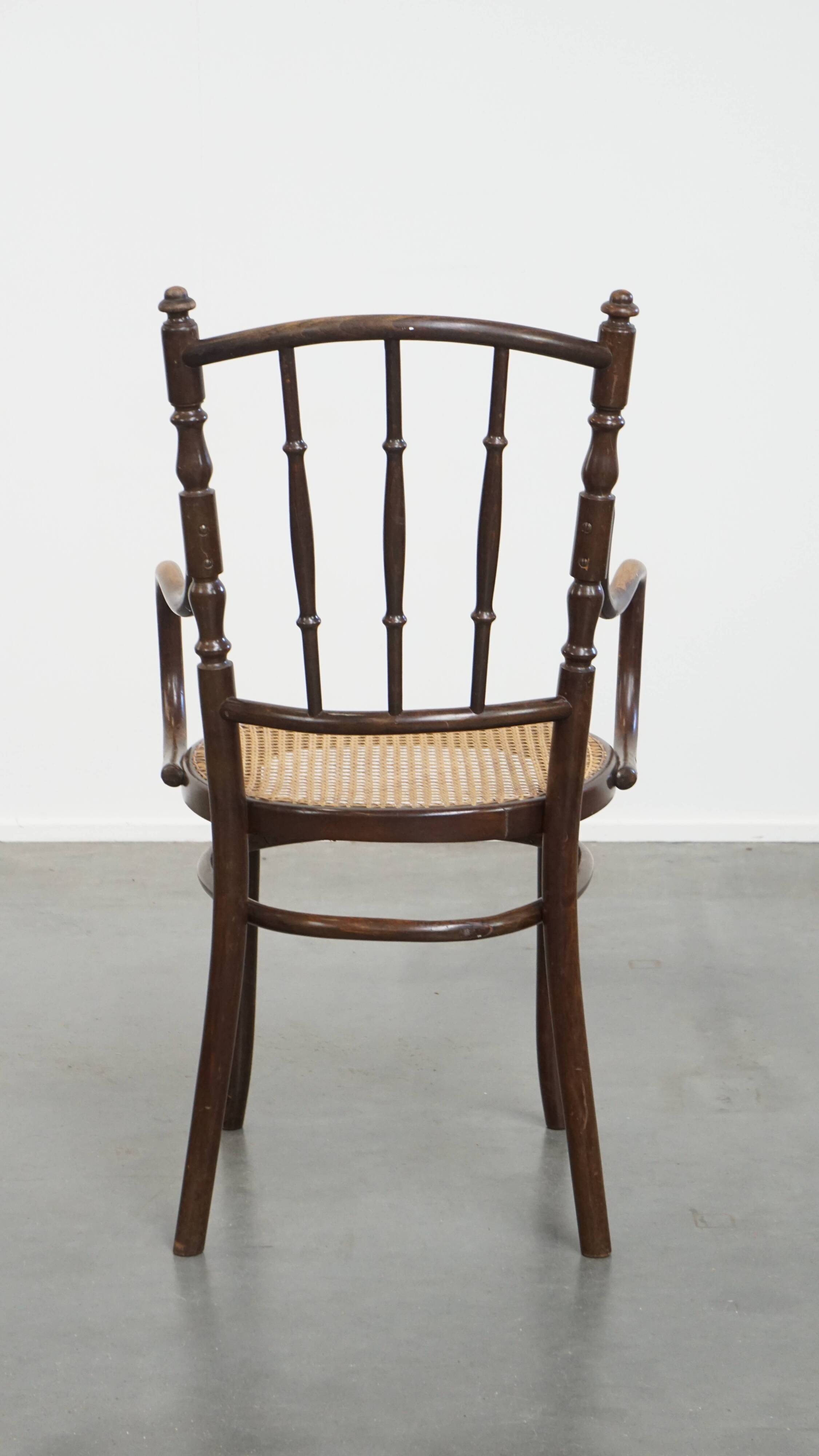 Original vintage Thonet bistro design chair with armrests
