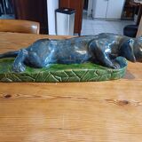 Blue and green Panther glazed ceramic