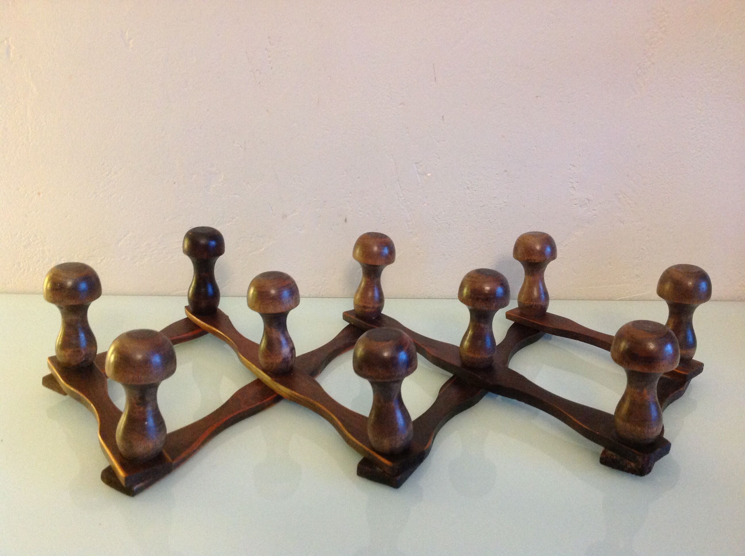 Ten-headed accordion coat holder / vintage 60s-70s