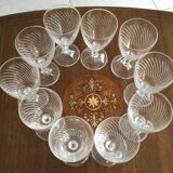 Set of 10 engraved crystal aperitif glasses