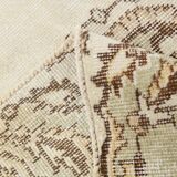 6x9 Ft Ecru-cream vintage rug, Floral design cream and brown rug.