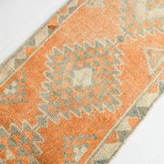 Tapis Kilim Vintage Orange et Beige, Motifs Géométriques Anatoliens