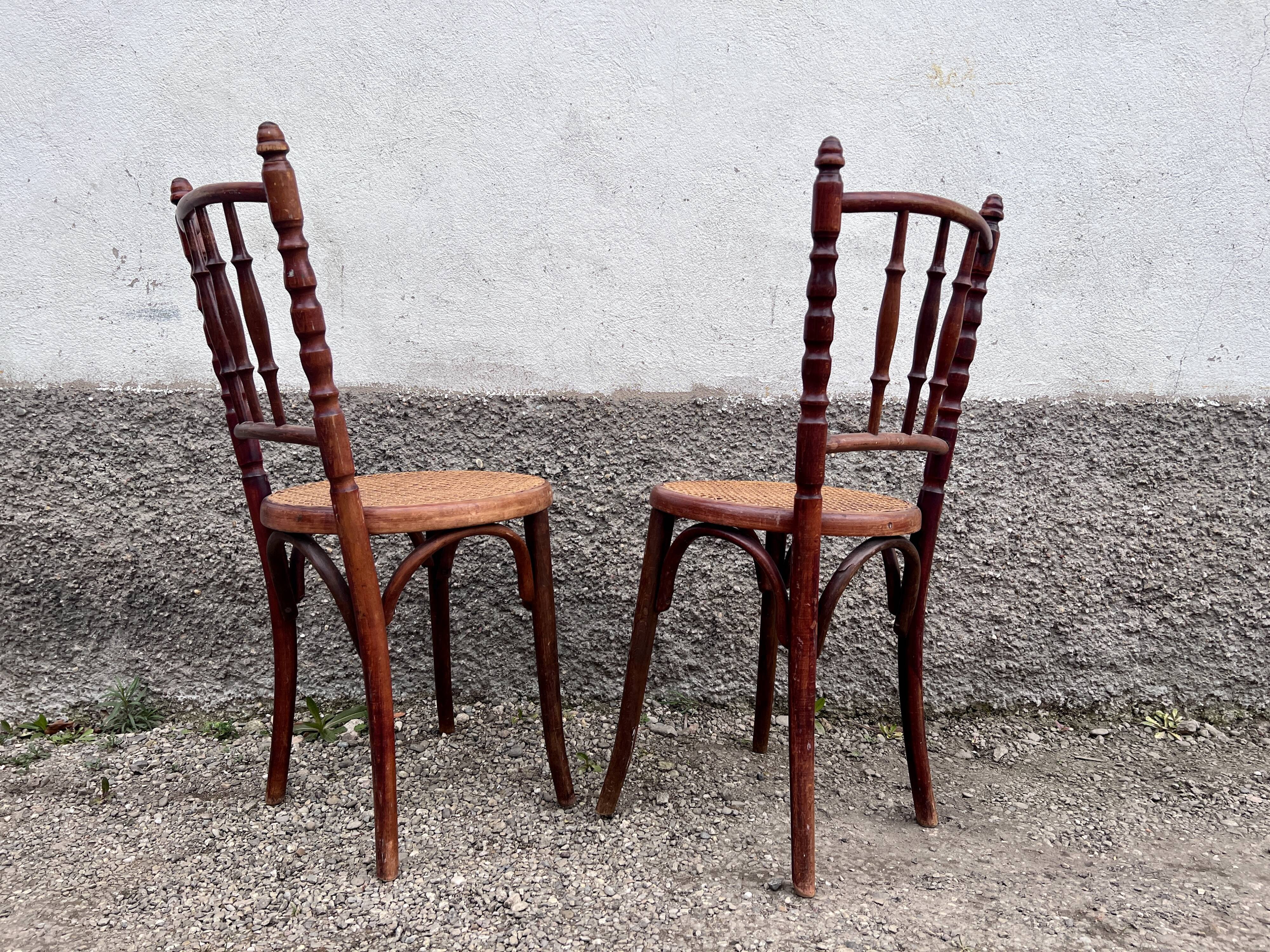 Pair of two vintage canned chairs