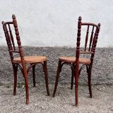 Paire de deux chaises cannée vintage