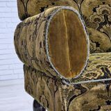 1930s, Danish 2-seater drop arm daybed/sofa, green furniture velour.