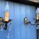 Vintage French Crystal Wall Sconces: Victorian Bronze & Brass Pair