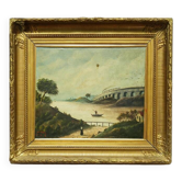 Tableau "Le pont de chemin de fer", ML Daguerry 1888.