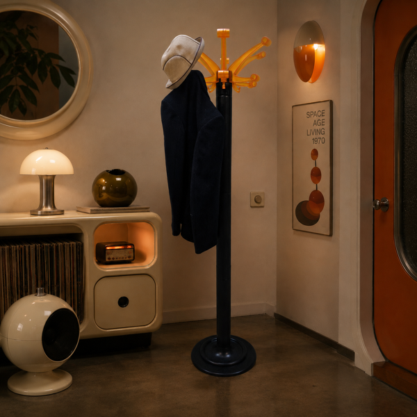 Porte-manteau en plastique orange de style italien des années spatiales vintage