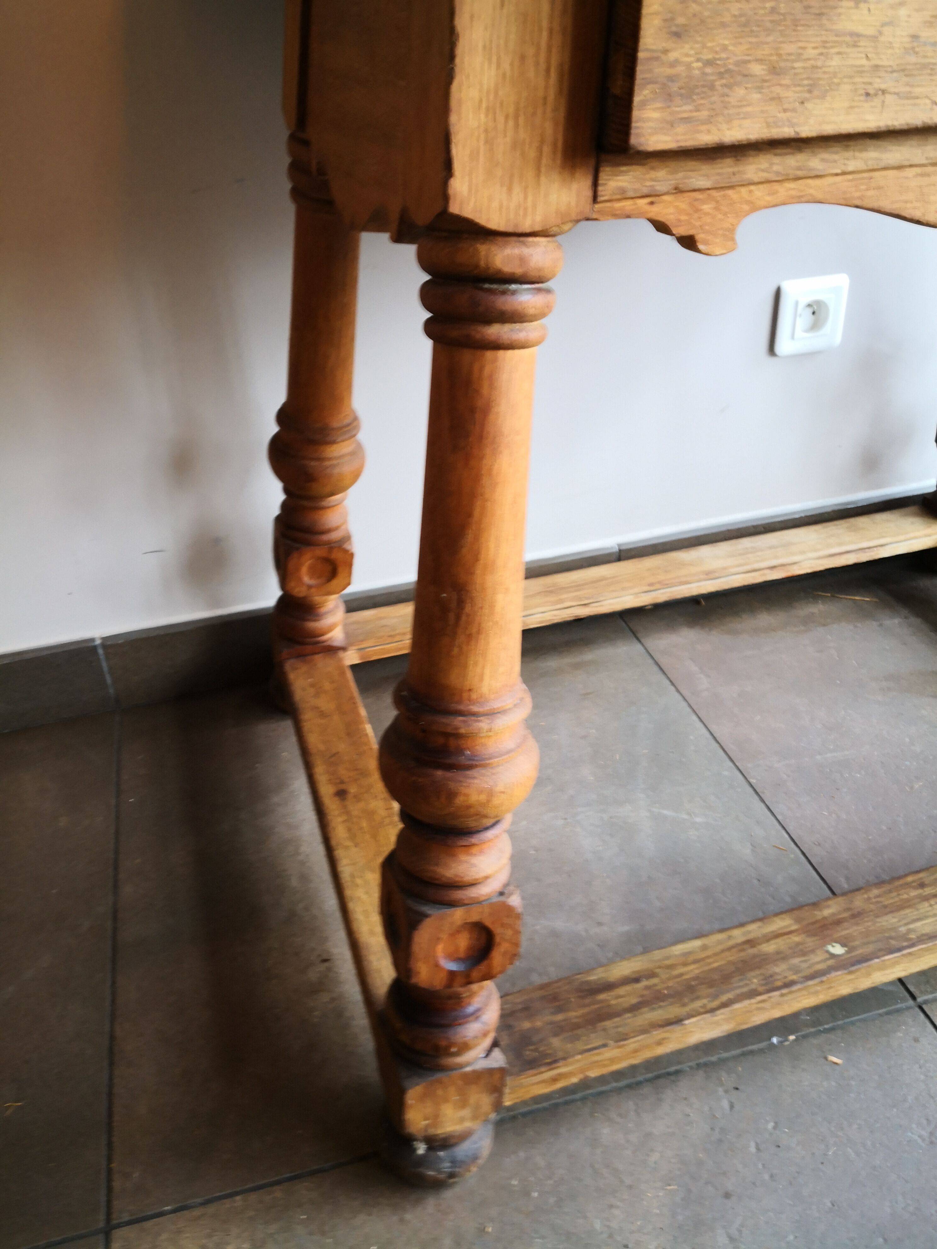 Old country desk feet turned