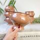 6 vintage lion head onion soup bowls – speckled beige stoneware
