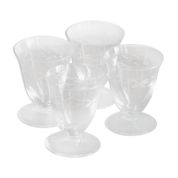 Lot de 4 verres à apéritif motif de branche stylisée