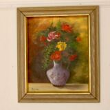 Original Swedish oil on panel "Flowers" by Regran - Vintage & Framed