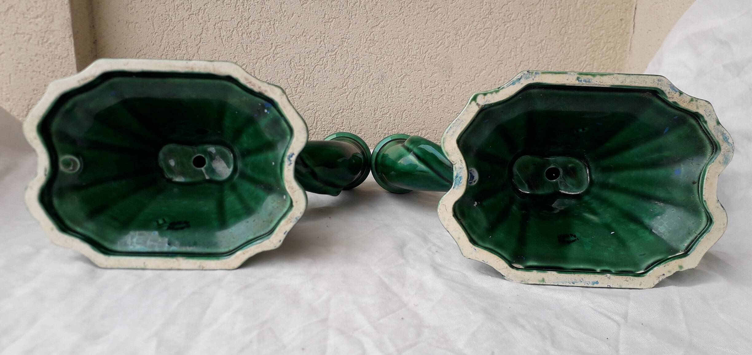 Green candlesticks candle holders