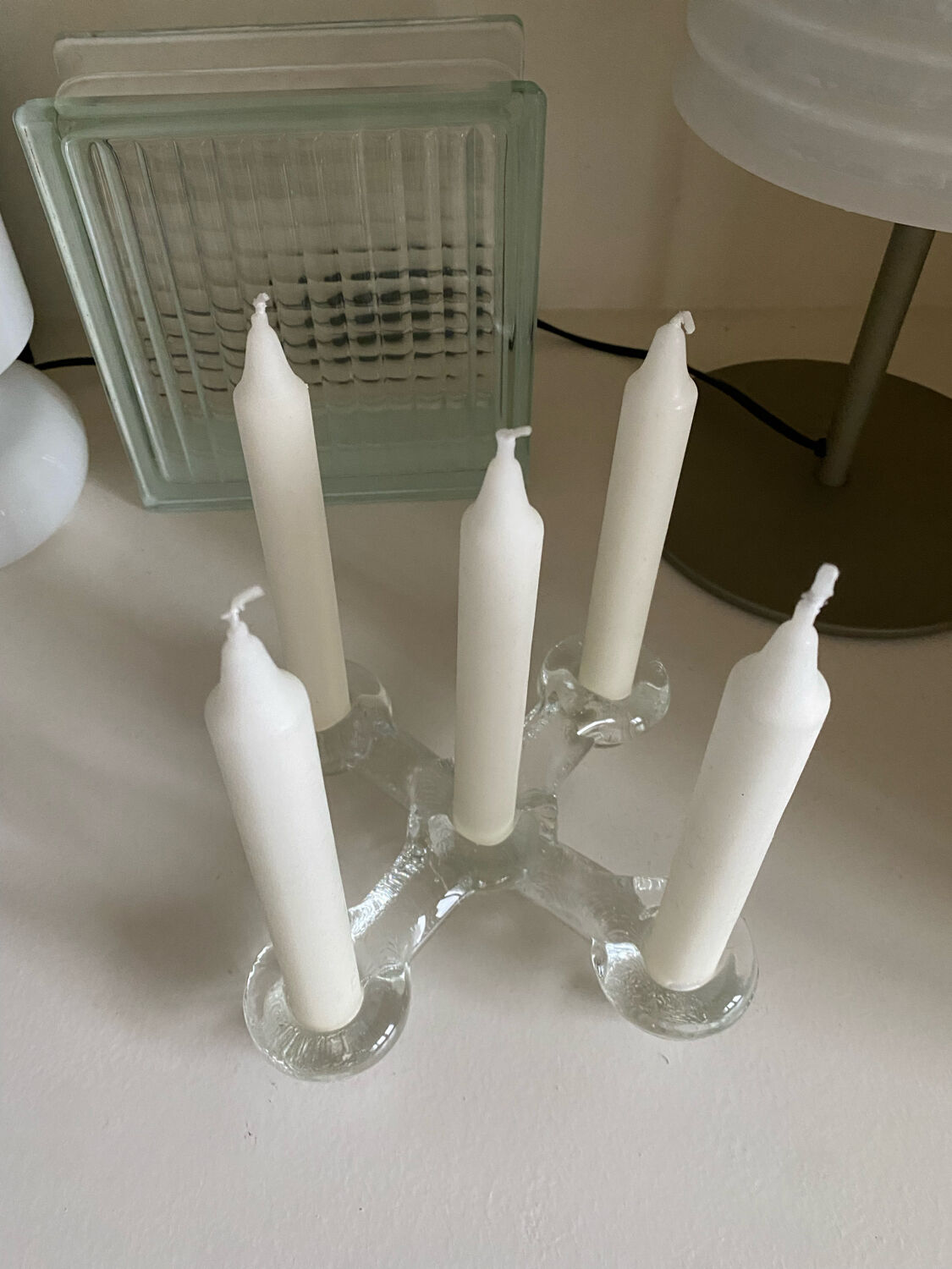 Glass candle holder Pukeberg Staffan Gellerstedt Sweden 1970s