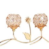 Bougeoirs à fleurs à Double tête en cristal doré, bougies de luxe pour la maison, dîners romantiques