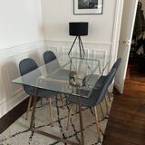 Glass table with brass structure - 6 people