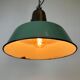 Industrial green enamel factory lamp with cast iron top, 1960s
