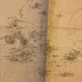 Old Galapagos maritime map with signature of the hydrographic US Navy captains