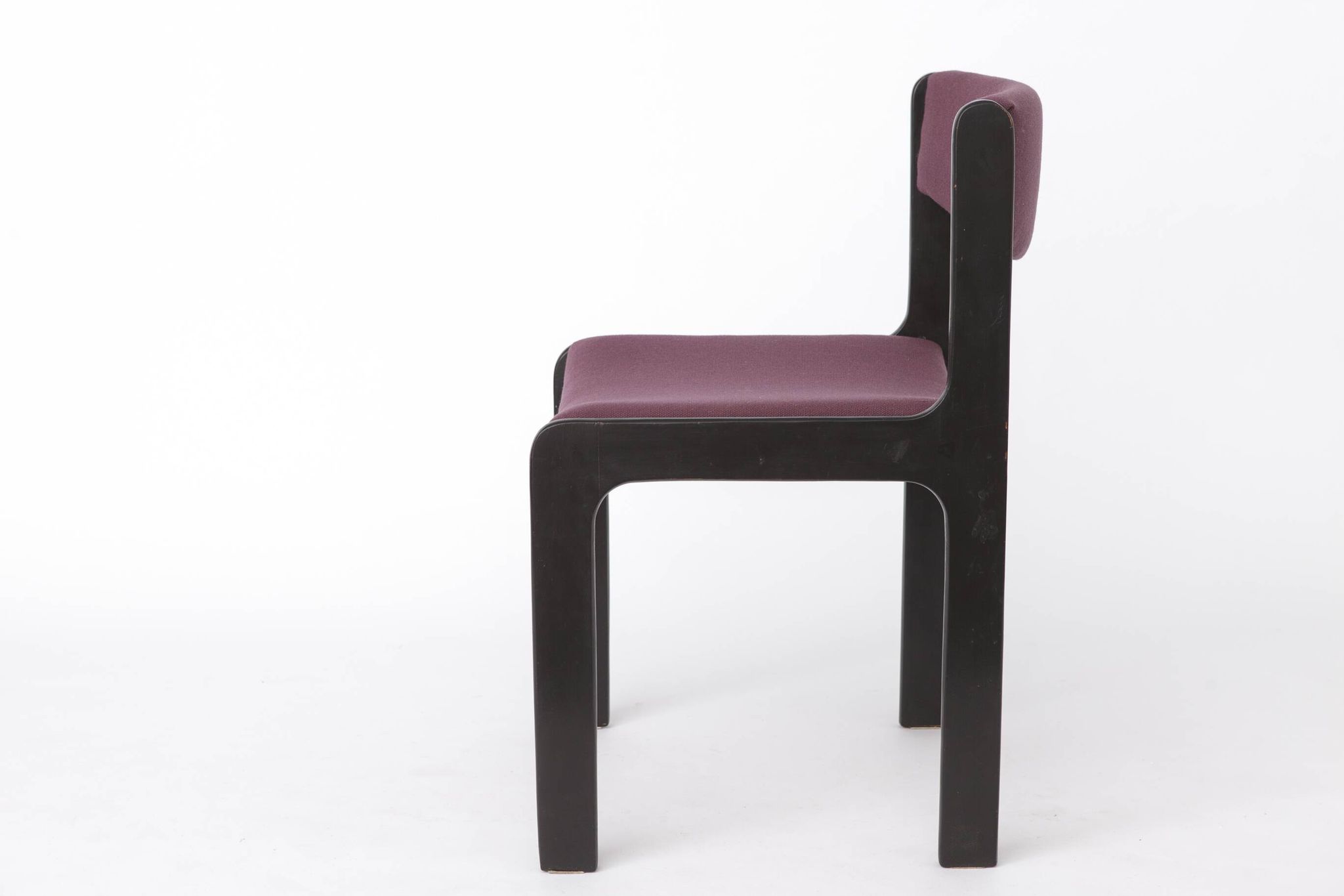 1 of 6 Vintage German Dining Chair, 1950s–1960s, Black Beechwood, Pastel