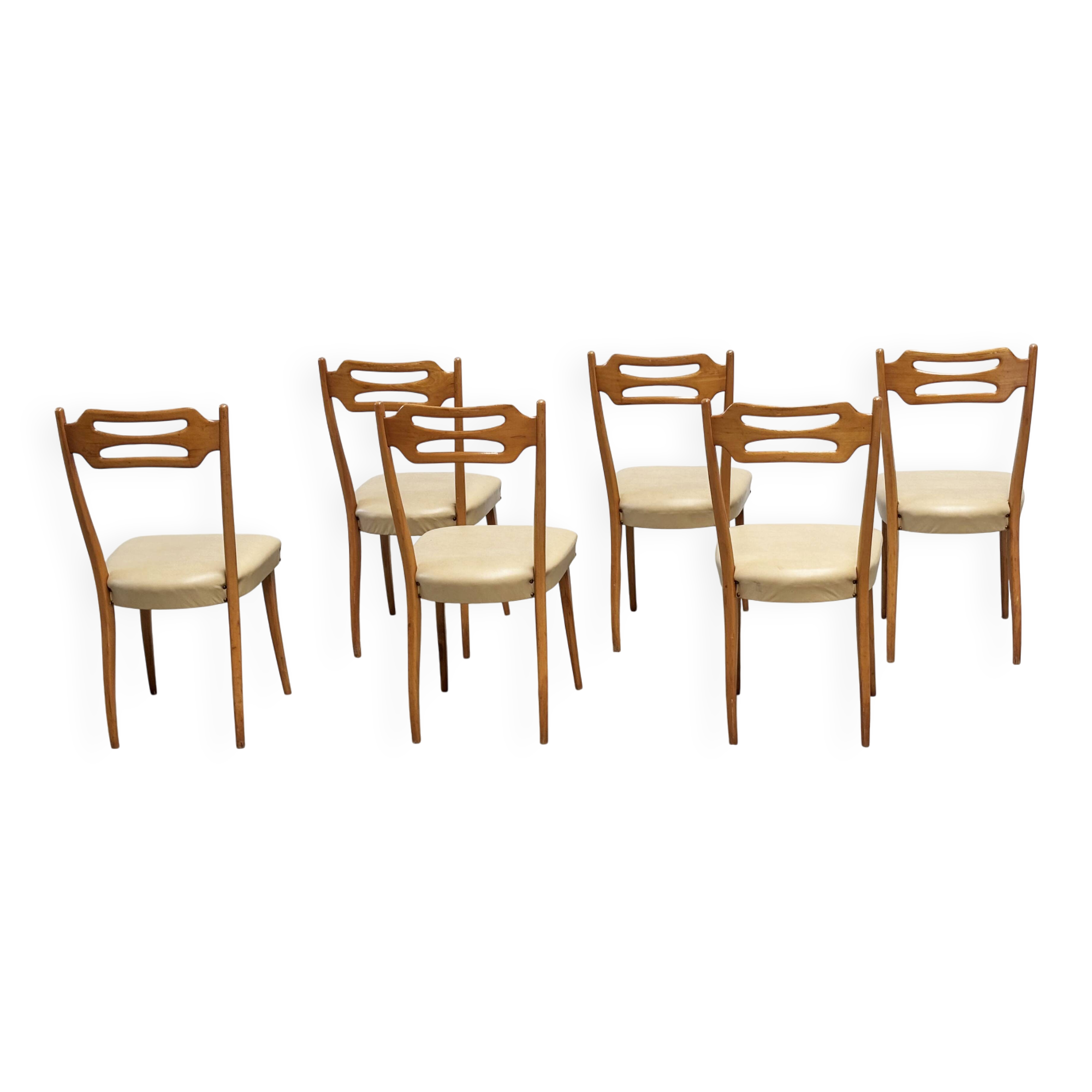 Set of six elegant Italian dining chairs