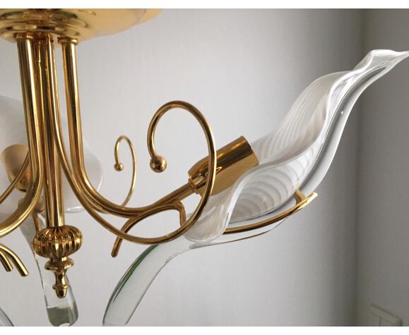 Murano Glass Leaf Chandelier By Franco Luce Italy 1970 Selency Murano Glass Leaf Chandelier By Franco, White Murano Glass Leaf Chandelier Chile