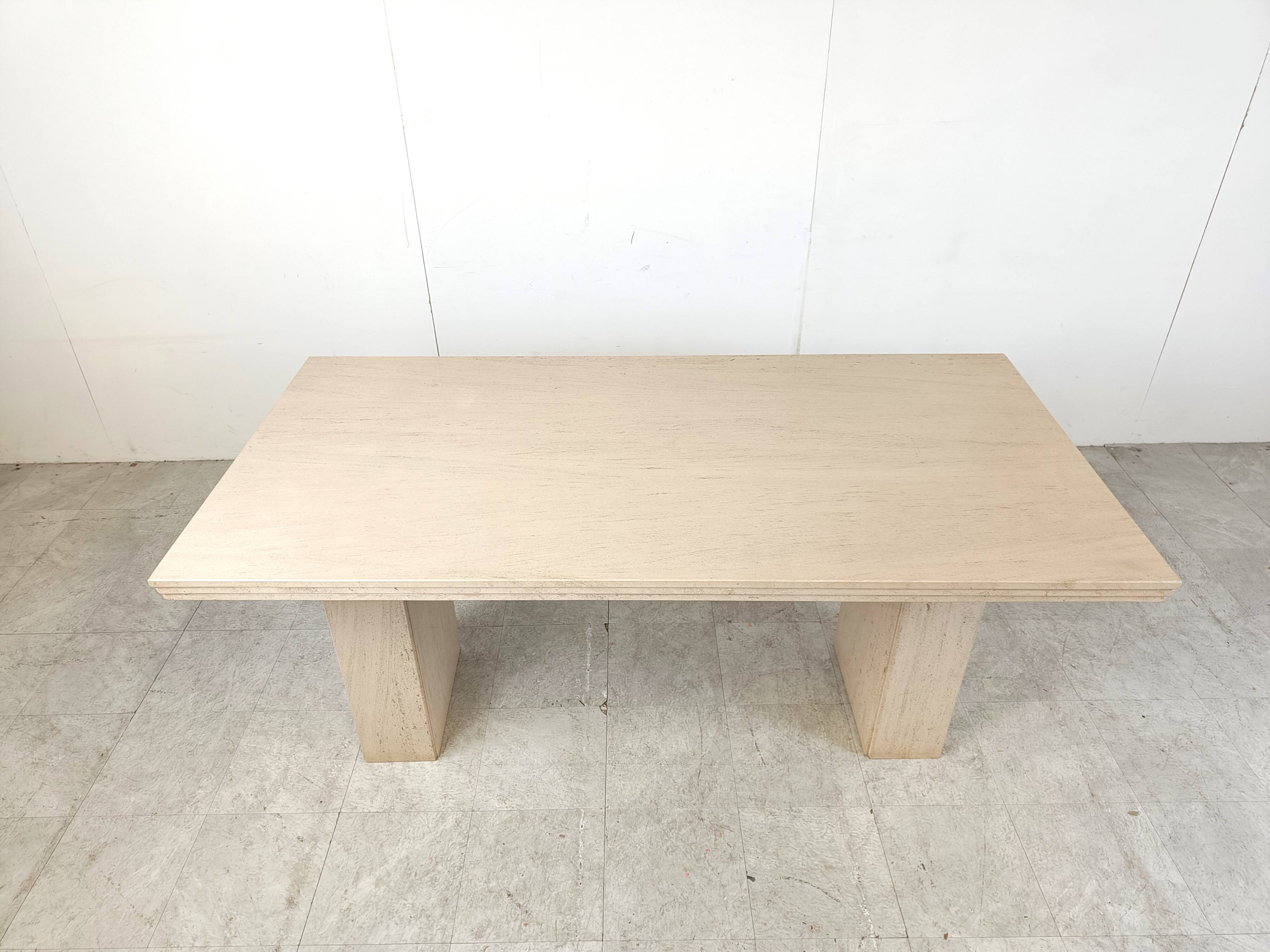 Vintage travertine dining table, 1970s