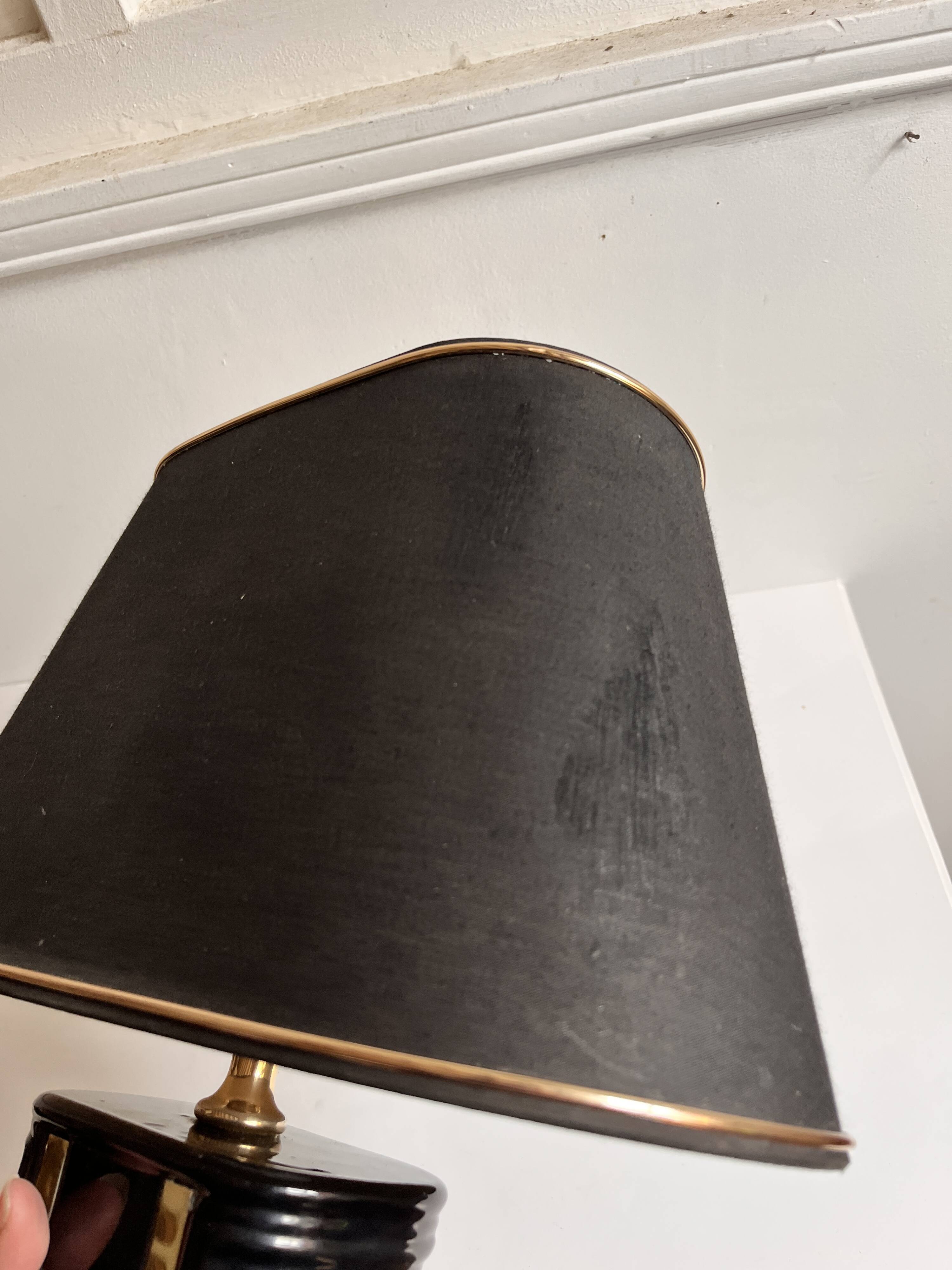 Lampe céramique noir et doré