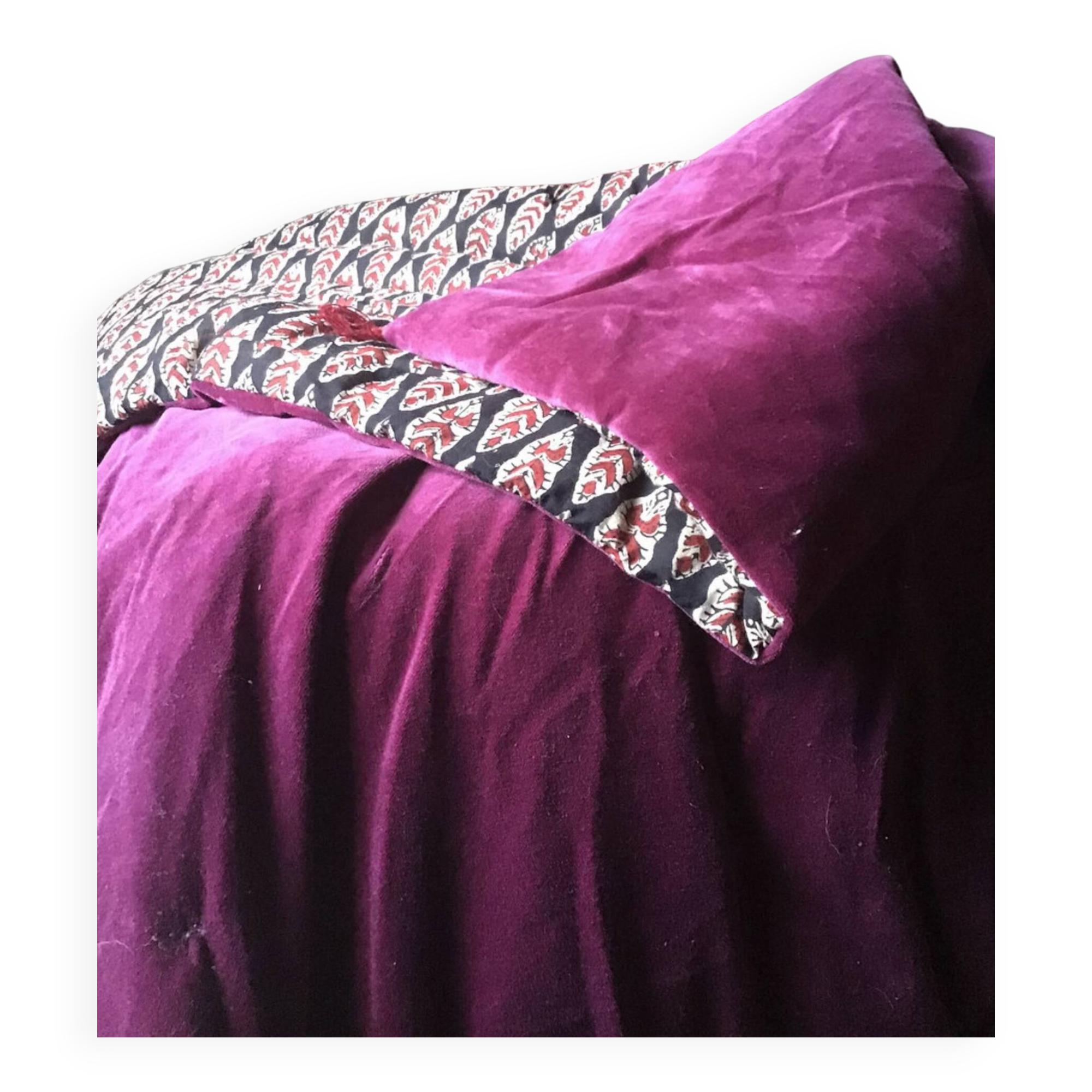 10% cotton velvet quilt, hand printed, artisanal product