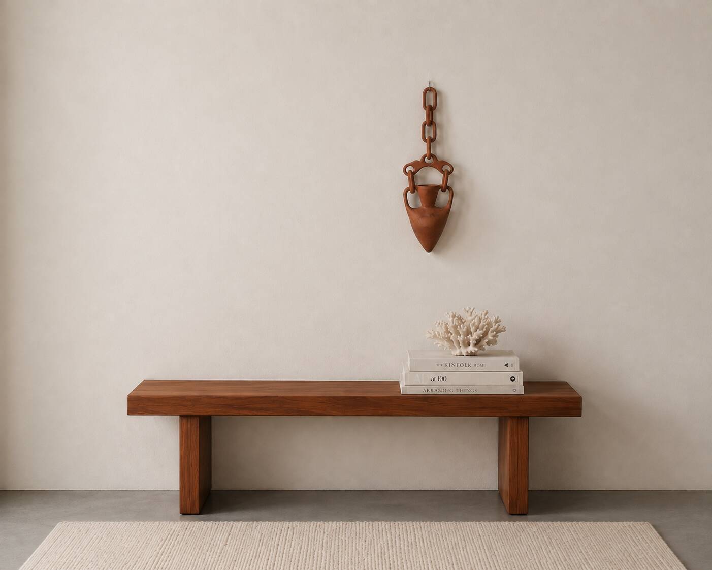 Hanging wooden amphora vase, 70s bohemian decor.