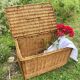 Old wicker basket with closure and handle