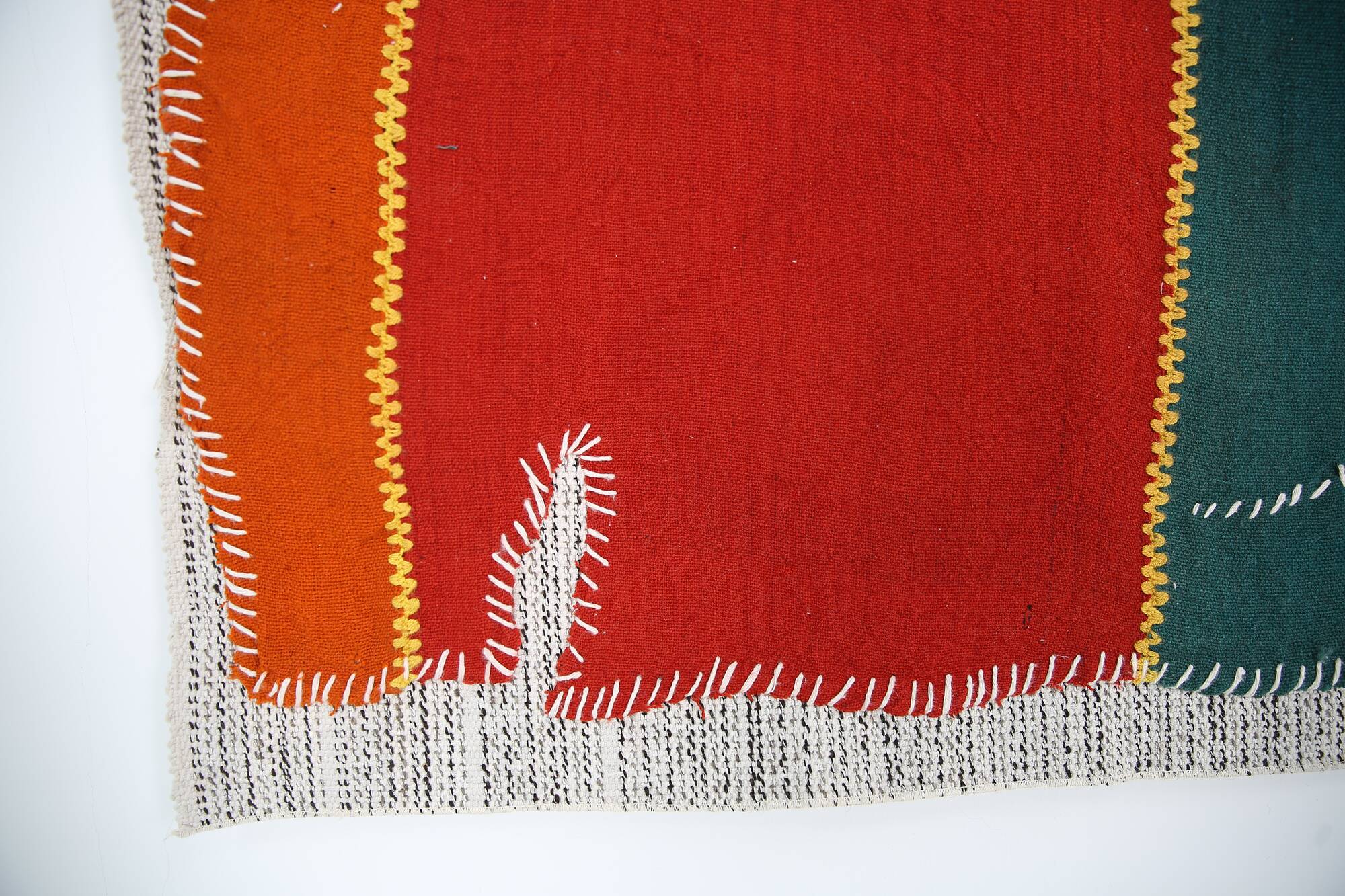 Emerald Green Handwoven Vintage Wall Hanging, Woven Wall Art, 105x123 Cm