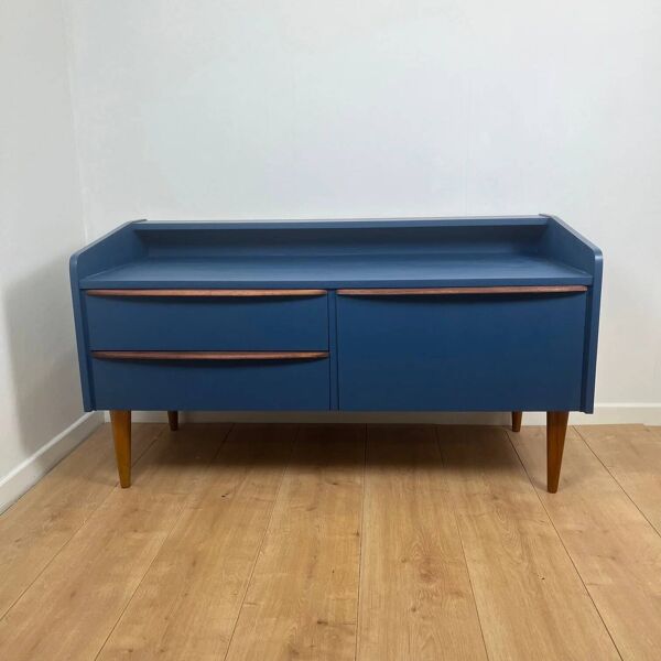 Buffet bas bleu nuit et bois, 1960
