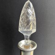 Blown crystal decanter, cut and silver collar