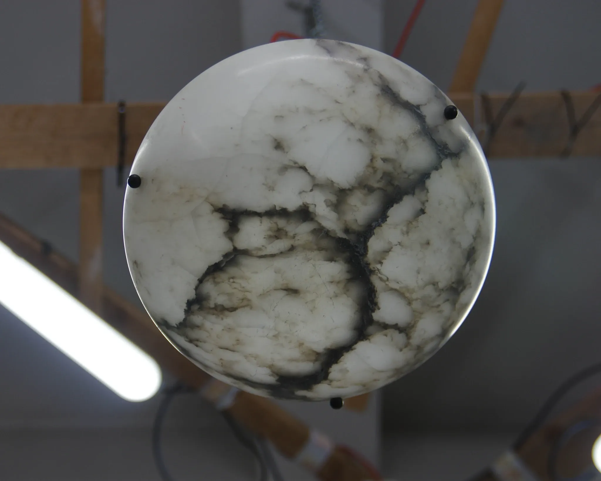 Art Deco Alabaster Pendant Light, Hand-Carved, 1920s