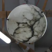 Art Deco Alabaster Pendant Light, Hand-Carved, 1920s