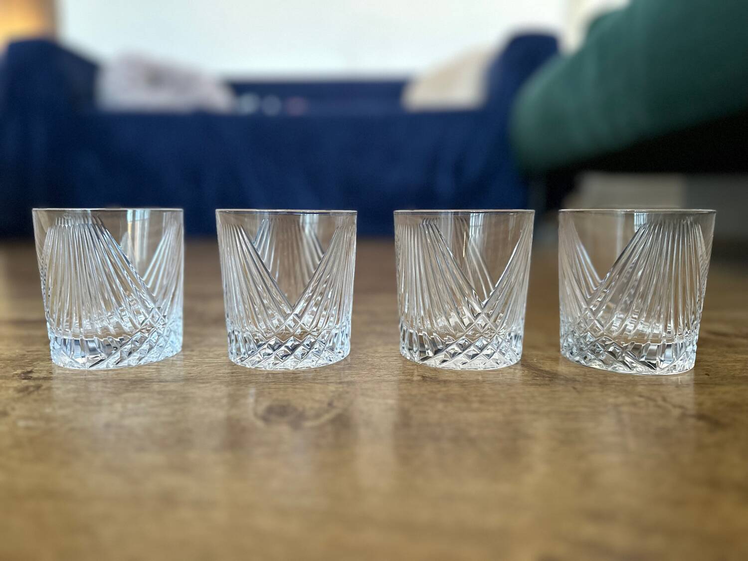 Set of vintage crystal whiskey glasses