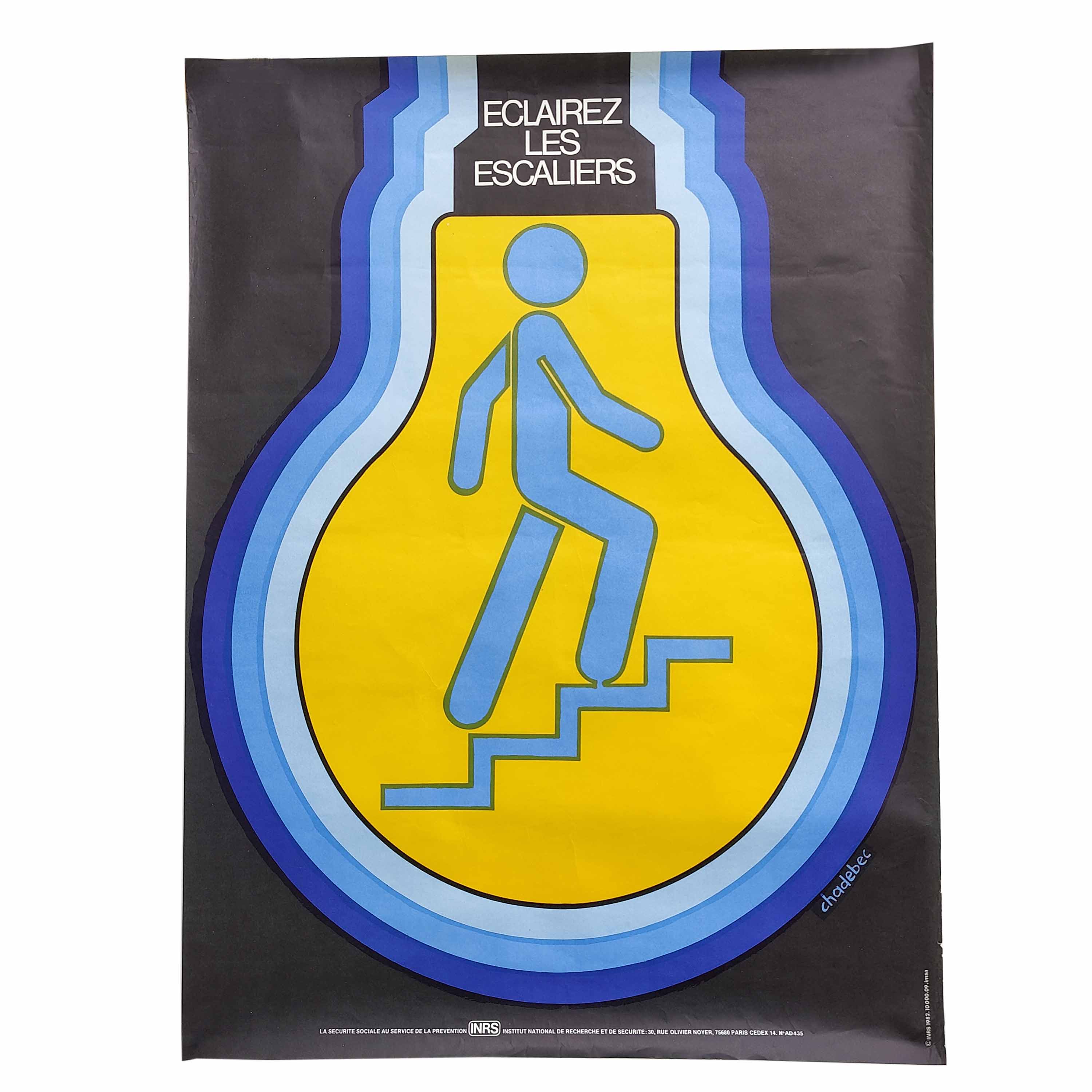 Vintage poster INRS 1982 graphics Chadebec