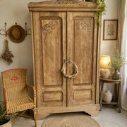 Art Deco wardrobe in raw oak wood