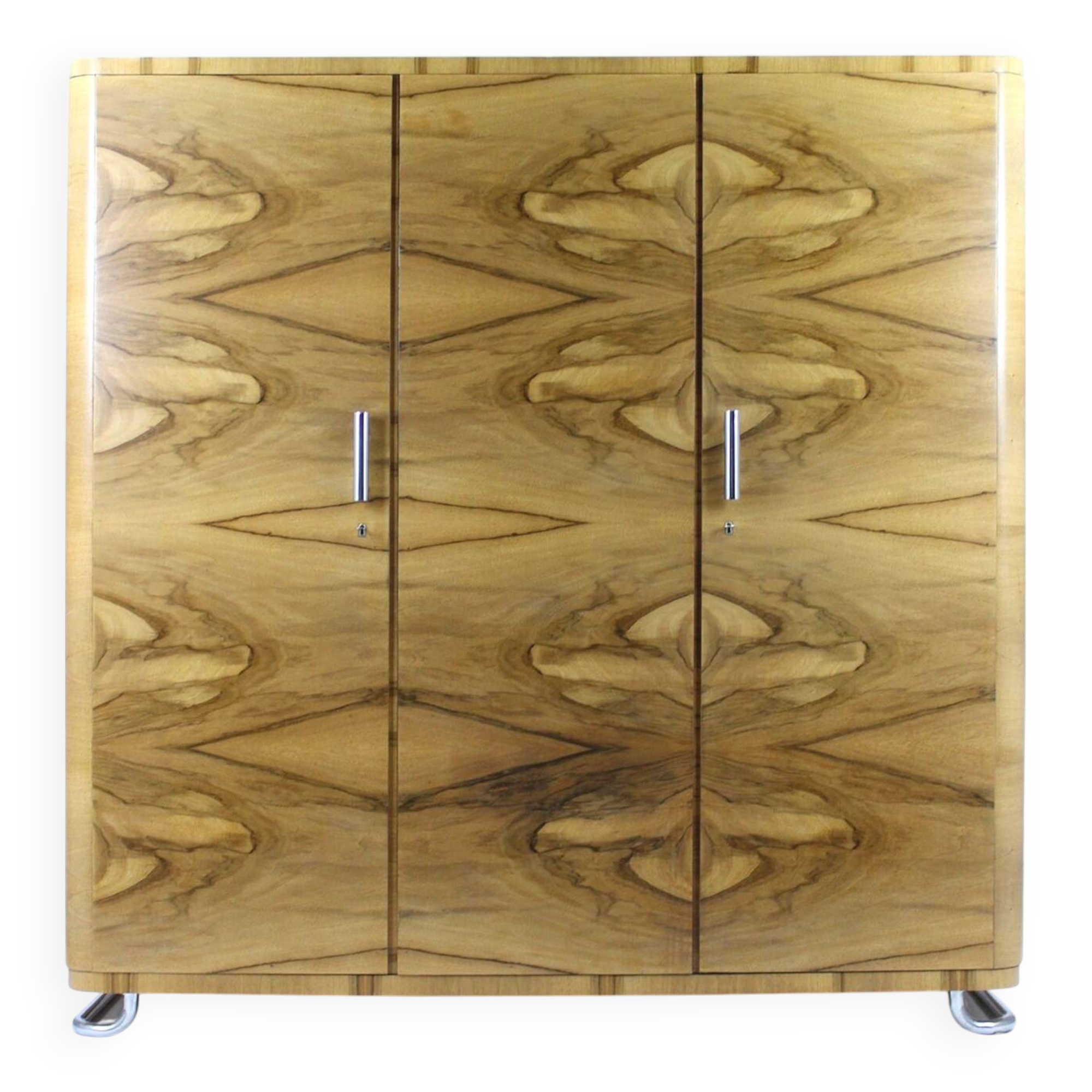 Restored Bauhaus Chromed Tubular Steel Wardrobe from Hynek Gottwald, 1930s