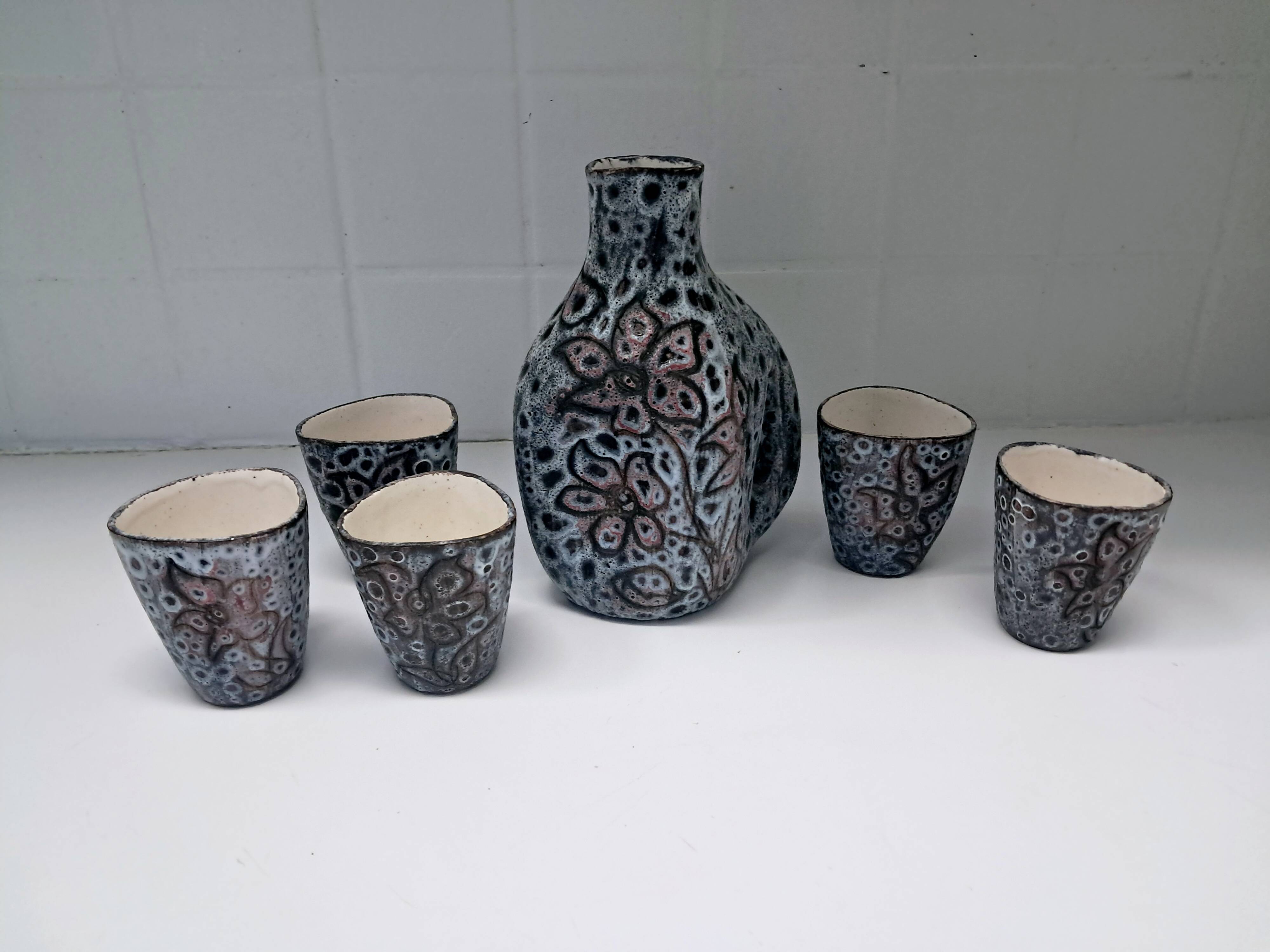 Ceramic orangeade service from Vallauris, made by Camos.