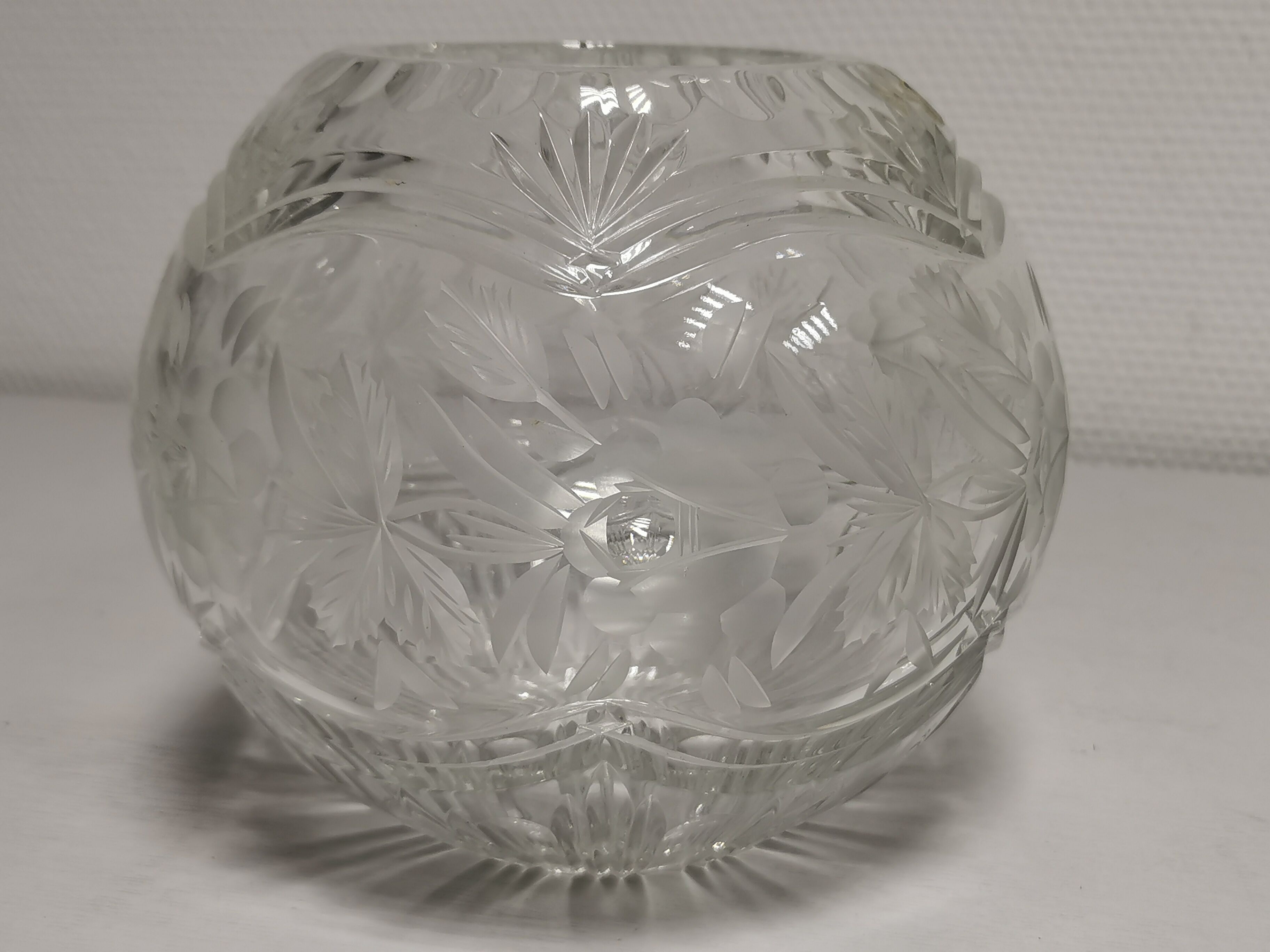 Vintage Ball Vase in Cut Crystal Violetta , Poland
