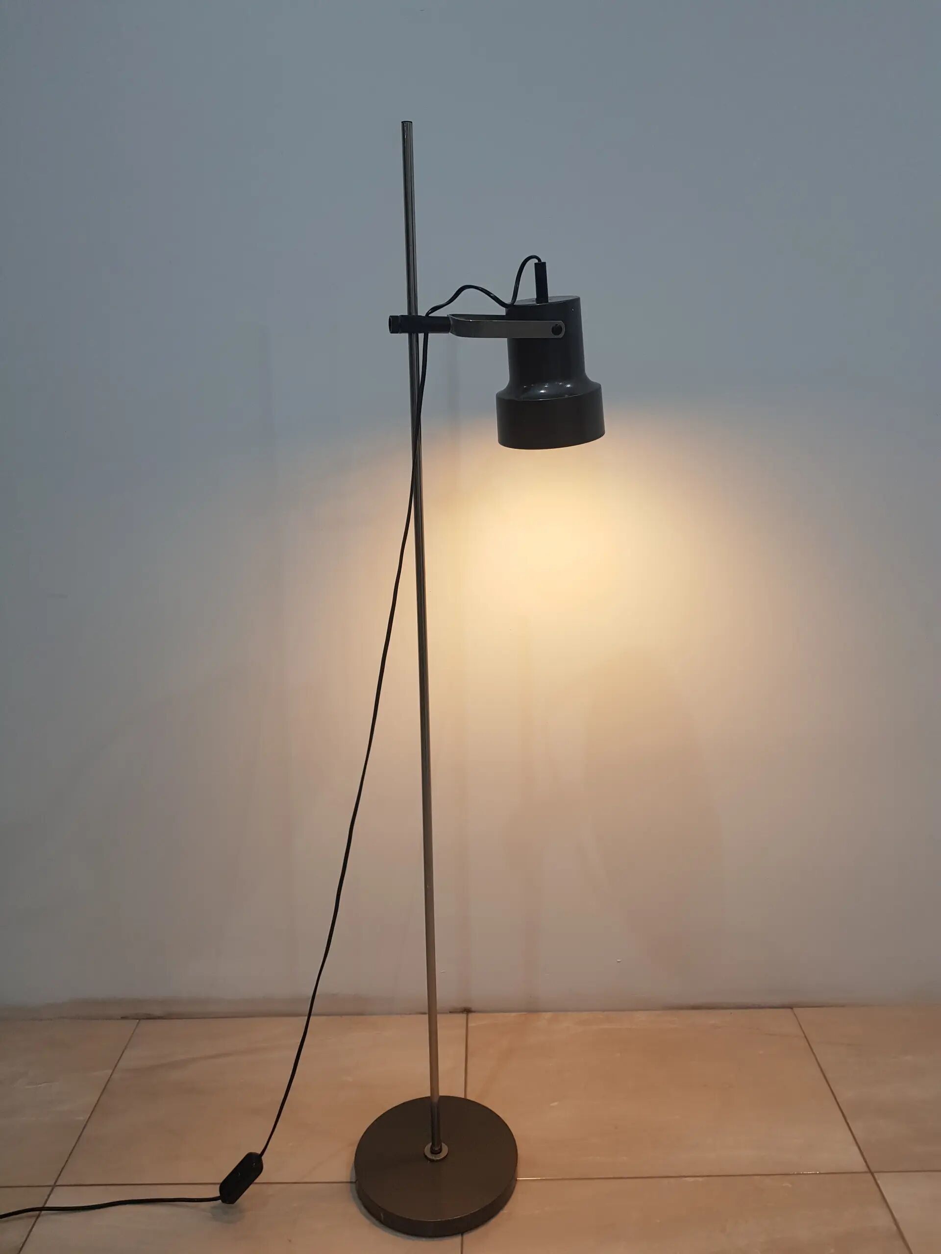 Floor lamp, graphite grey, metal, Germany, 1970s.