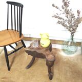 Brutalist solid wood tripod stool