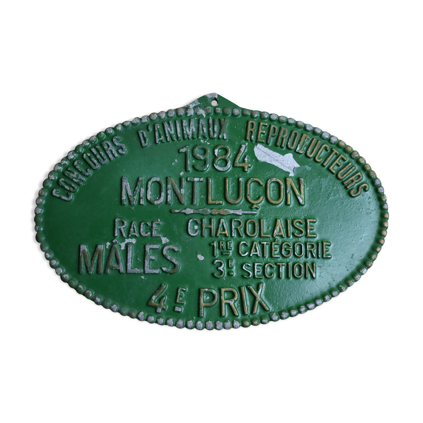 Plaque concours agricole 1884 Montuçon charolaise