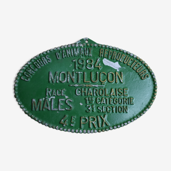 1884 Montuçon Charolaise agricultural competition plate
