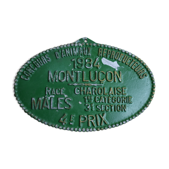 1884 Montuçon Charolaise agricultural competition plate