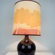 Purple ceramic ball lamp 55 cm from the 60s, silk lampshade